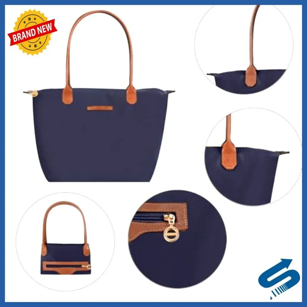 Lightweight Nylon Tote Bag with Zipper Closure Durable Designer Handbag for